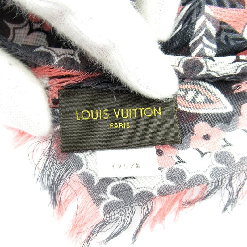 Louis Vuitton Shawl Cotton Black Pink White Scarf — view 3