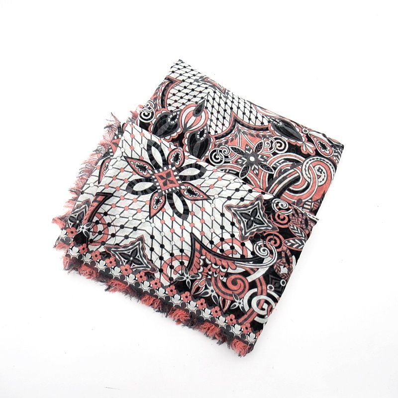Louis Vuitton Shawl Cotton Black Pink White Scarf
