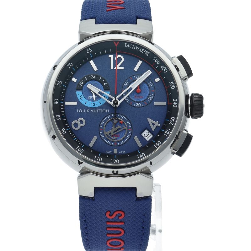Louis Vuitton Tambour Outdoor Chronograph GMT Watch 44 Box SS Rubber Time — view 2