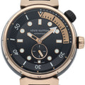 Louis Vuitton Tambour Street Diver Black Blaze Watch Box 18k Pink Gold SS Rubber