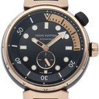 Louis Vuitton Tambour Street Diver Black Blaze Watch Box 18k Pink Gold SS Rubber