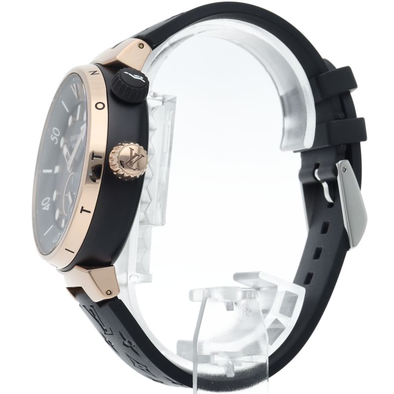 Louis Vuitton Tambour Street Diver Black Blaze Watch Box 18k Pink Gold SS Rubber — view 3