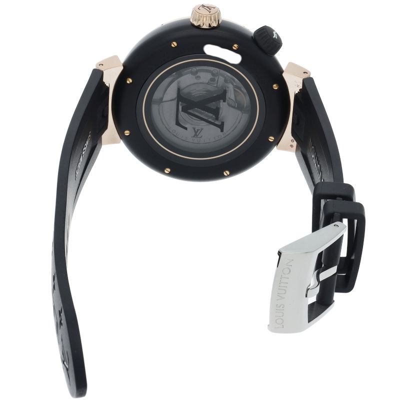 Louis Vuitton Tambour Street Diver Black Blaze Watch Box 18k Pink Gold SS Rubber — view 5