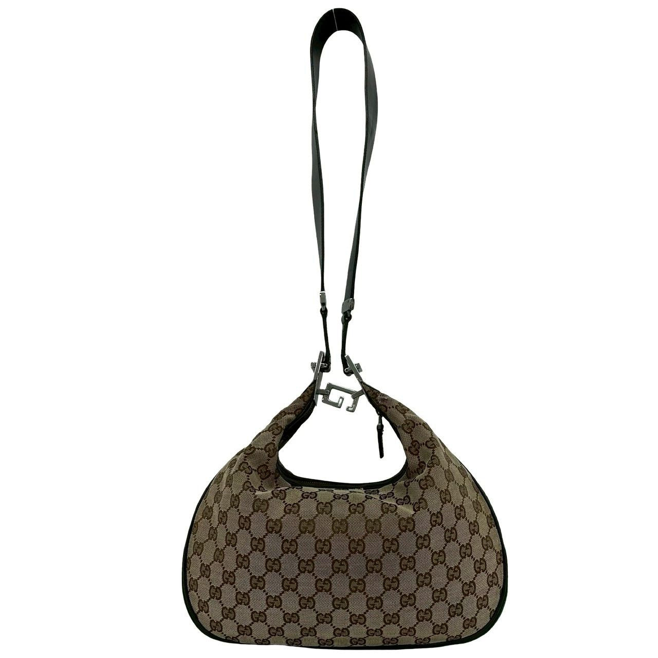 Gucci Attache Sherry Line GG Canvas Leather Shoulder Bag Brown Red Green — view 3