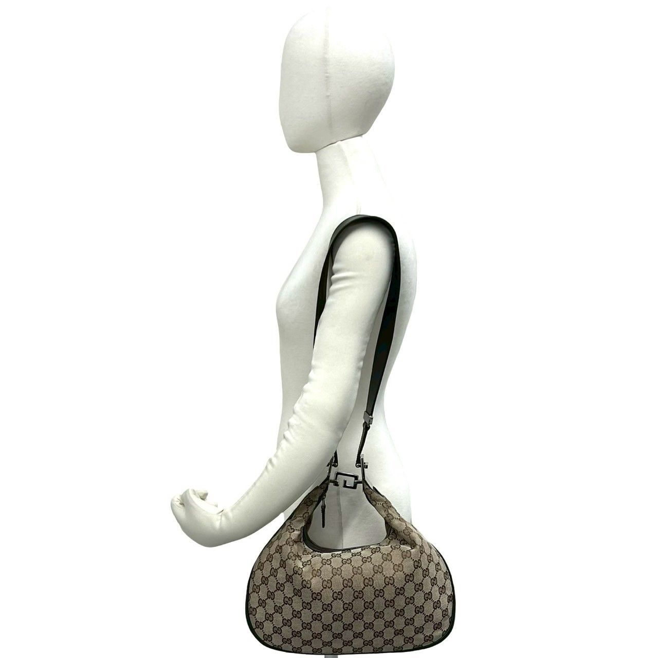 Gucci Attache Sherry Line GG Canvas Leather Shoulder Bag Brown Red Green — view 2