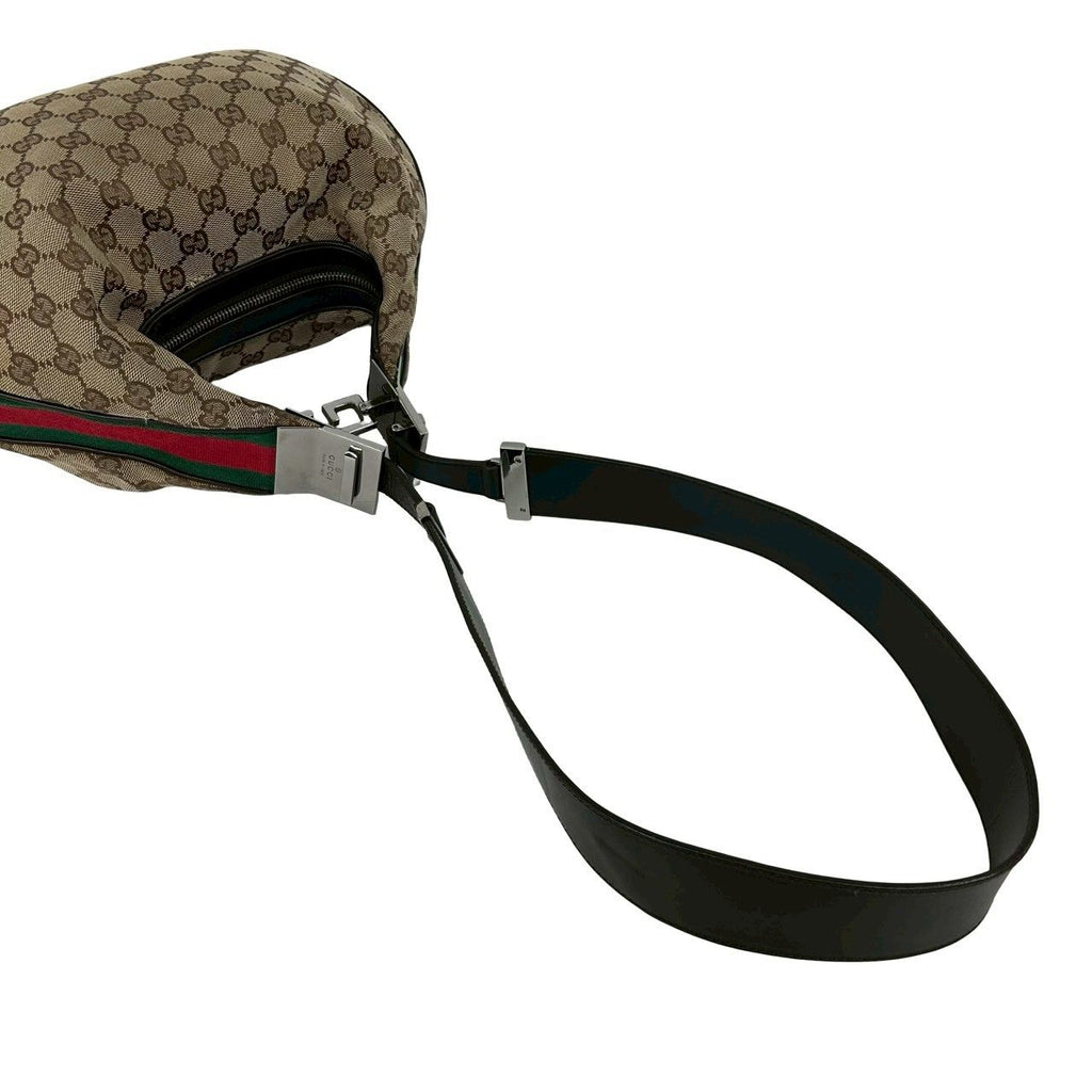 Gucci Attache Sherry Line GG Canvas Leather Shoulder Bag Brown Red Green — view 4