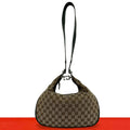 Gucci Attache Sherry Line GG Canvas Leather Shoulder Bag Brown Red Green