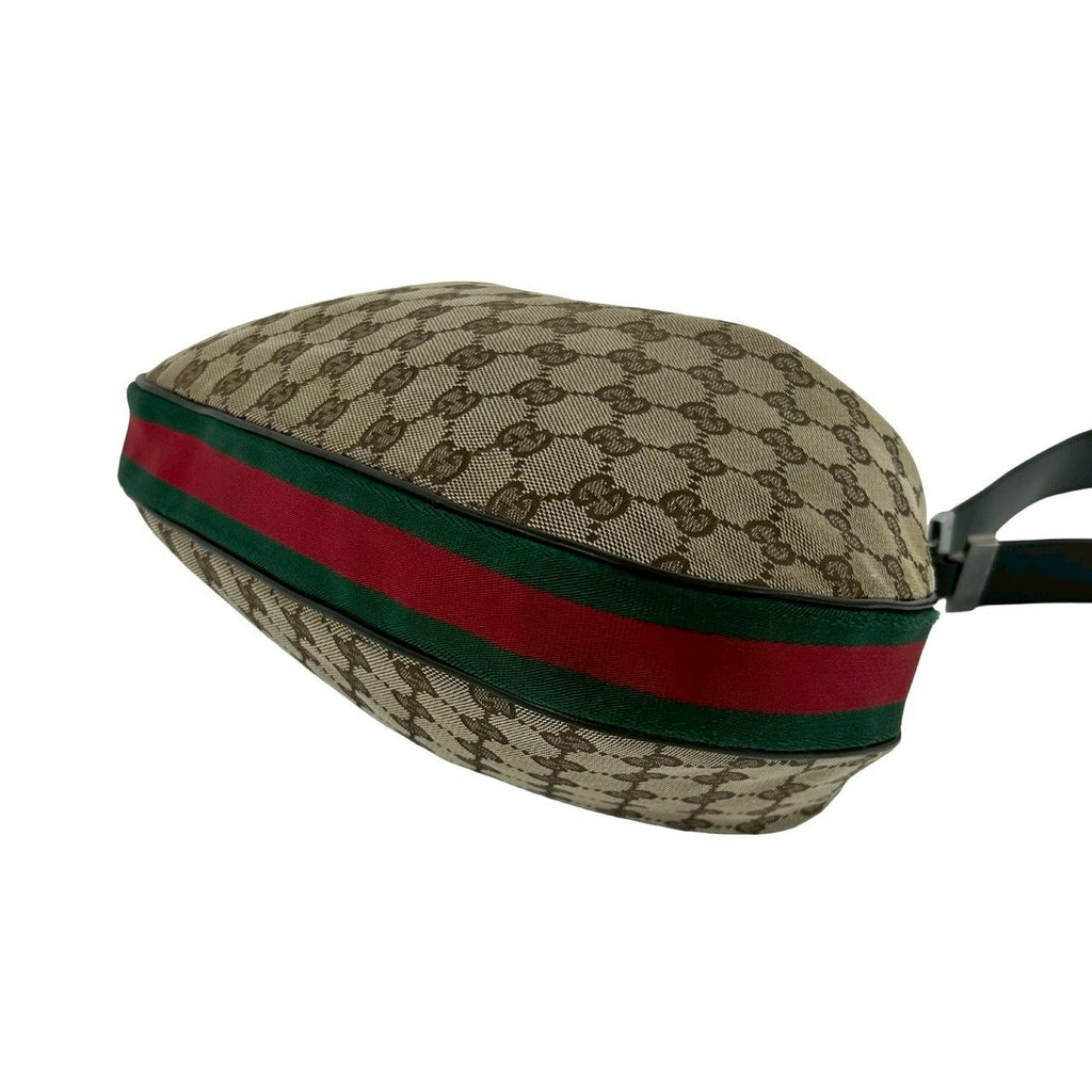 Gucci Attache Sherry Line GG Canvas Leather Shoulder Bag Brown Red Green — view 8