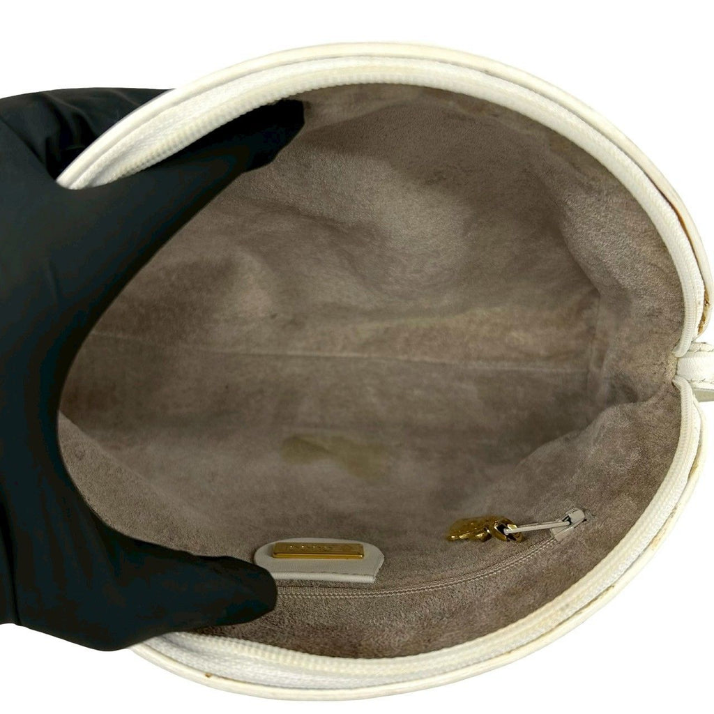 Gucci Vintage GG Logo Leather Mini Shoulder Bag Pochette White — view 9