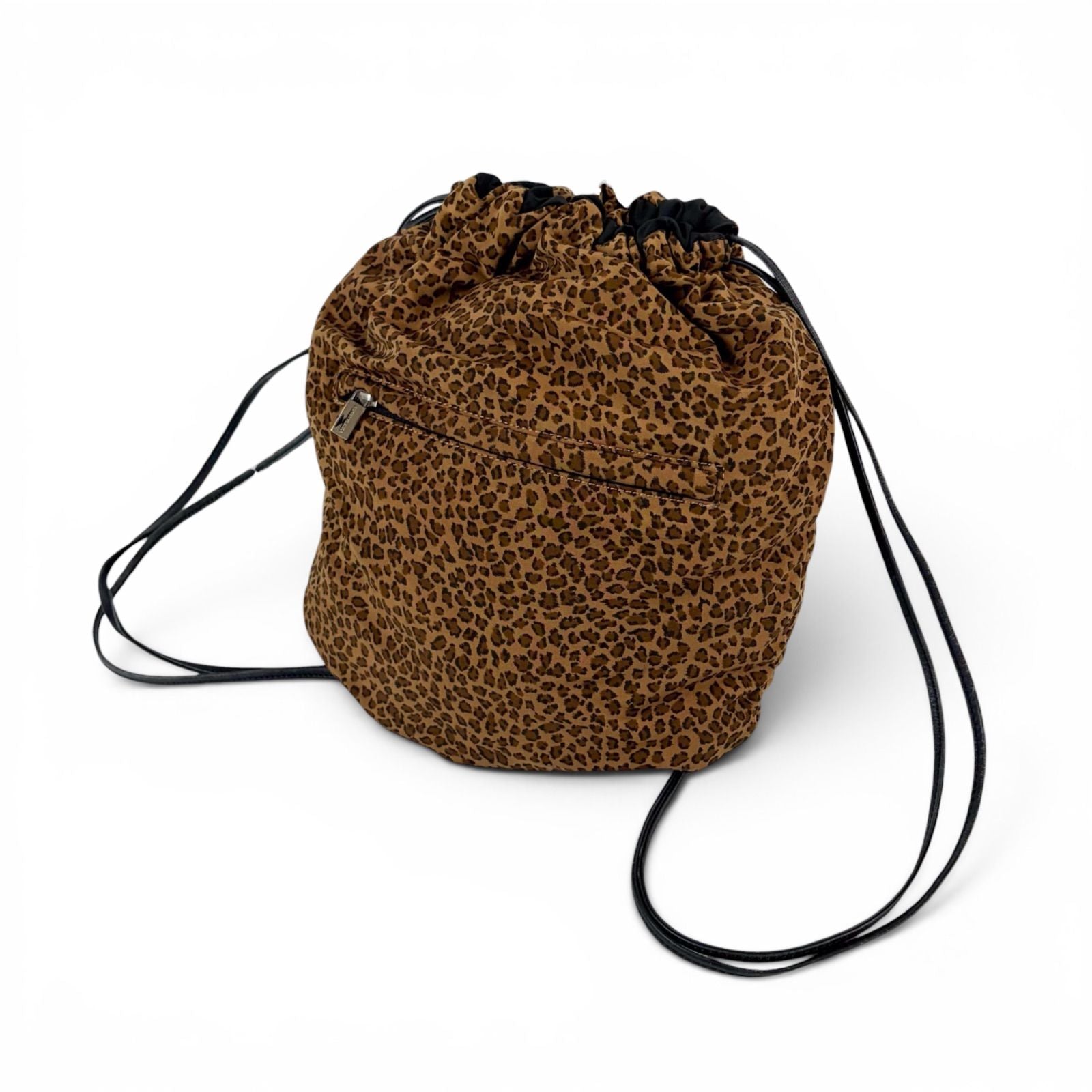 Bottega Veneta Reversible Backpack Nappa Sac Black Leopard Nylon Canvas
