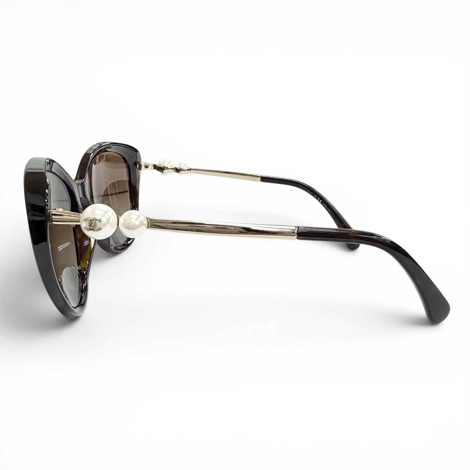 Chanel CC Logo Faux Pearl with Tortoiseshell Pattern Sunglasses Eyewear Brown — view 3