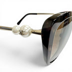 Chanel CC Logo Faux Pearl with Tortoiseshell Pattern Sunglasses Eyewear Brown — view 8