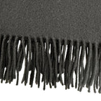 Hermes Cashmere Wool Logo Embroidery with Fringe Extra Large Shawl Scarf Black — view 7