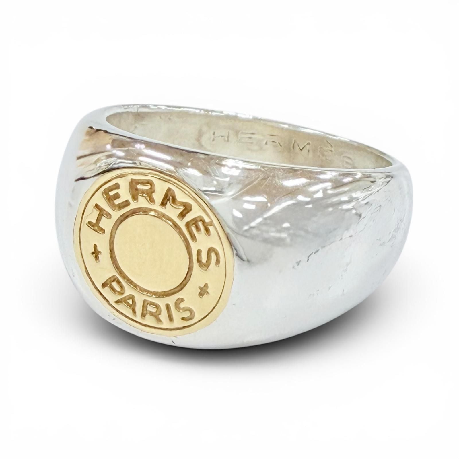 Hermes Vintage 925 750 Series Ring Silver Gold