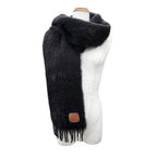 Loewe Mohair Wool Anag Lambskin Patch Fringe Long Scarf Black — view 2