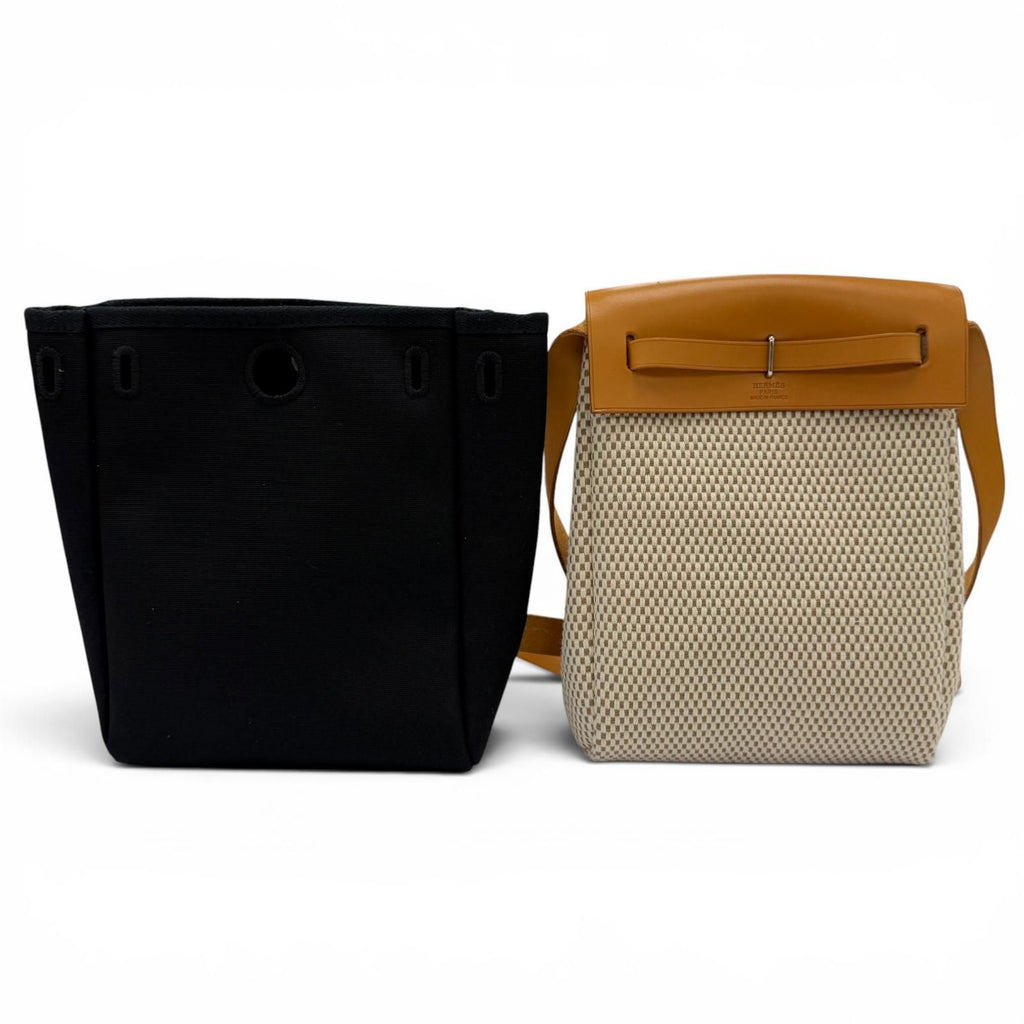 Hermes Herbag TPM Shoulder Bag Toile GM Officier Natural Beige Black — view 2
