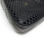 Chanel CC Logo Pouch Leather Replacement Mesh Chain Shoulder Bag Black Gold — view 6