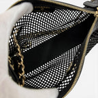 Chanel CC Logo Pouch Leather Replacement Mesh Chain Shoulder Bag Black Gold — view 7