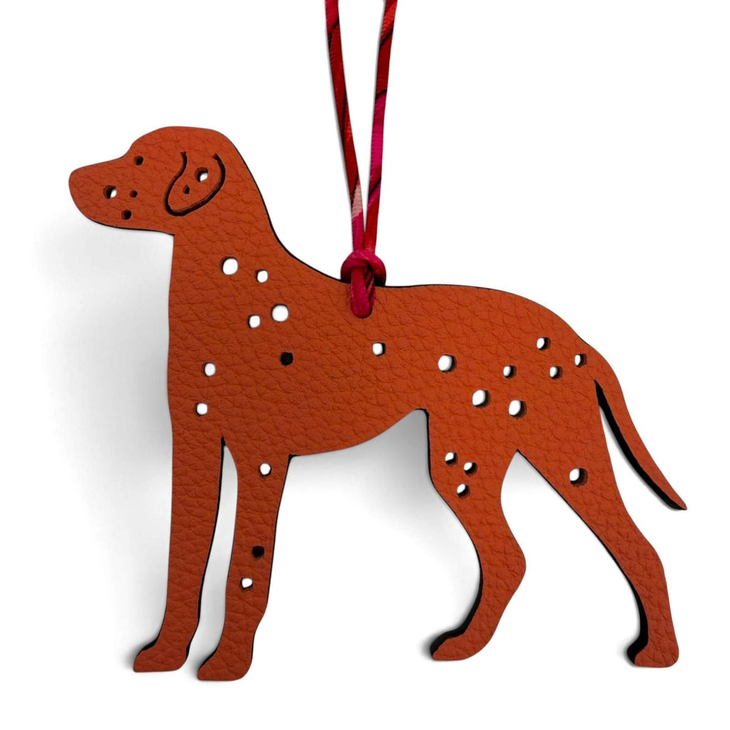 Hermes Petit Ash Leather Roseate Etoupe Dog Dalmatian Bag Charm