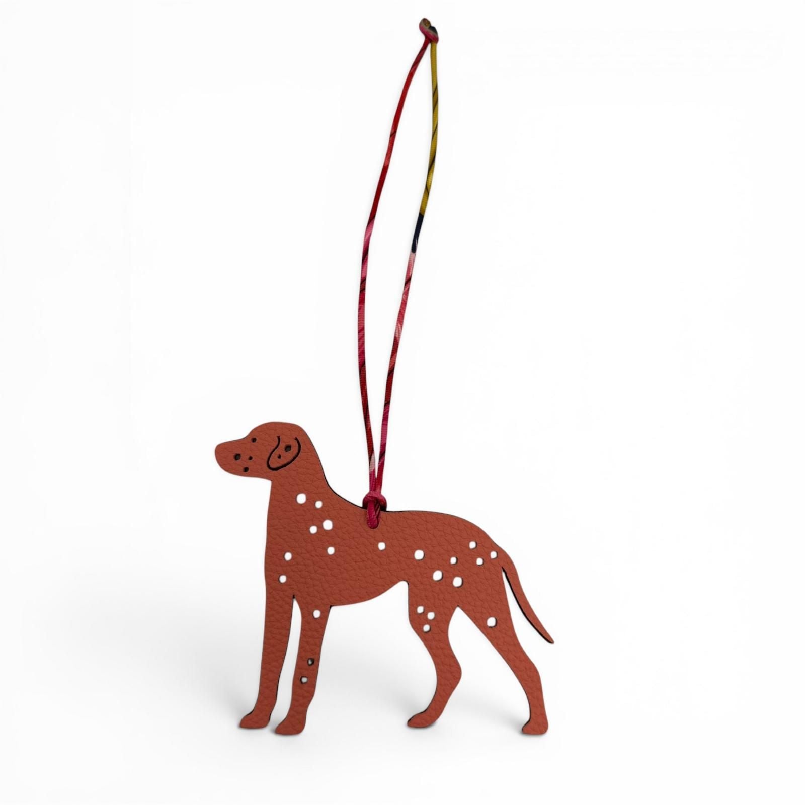 Hermes Petit Ash Leather Roseate Etoupe Dog Dalmatian Bag Charm — view 3