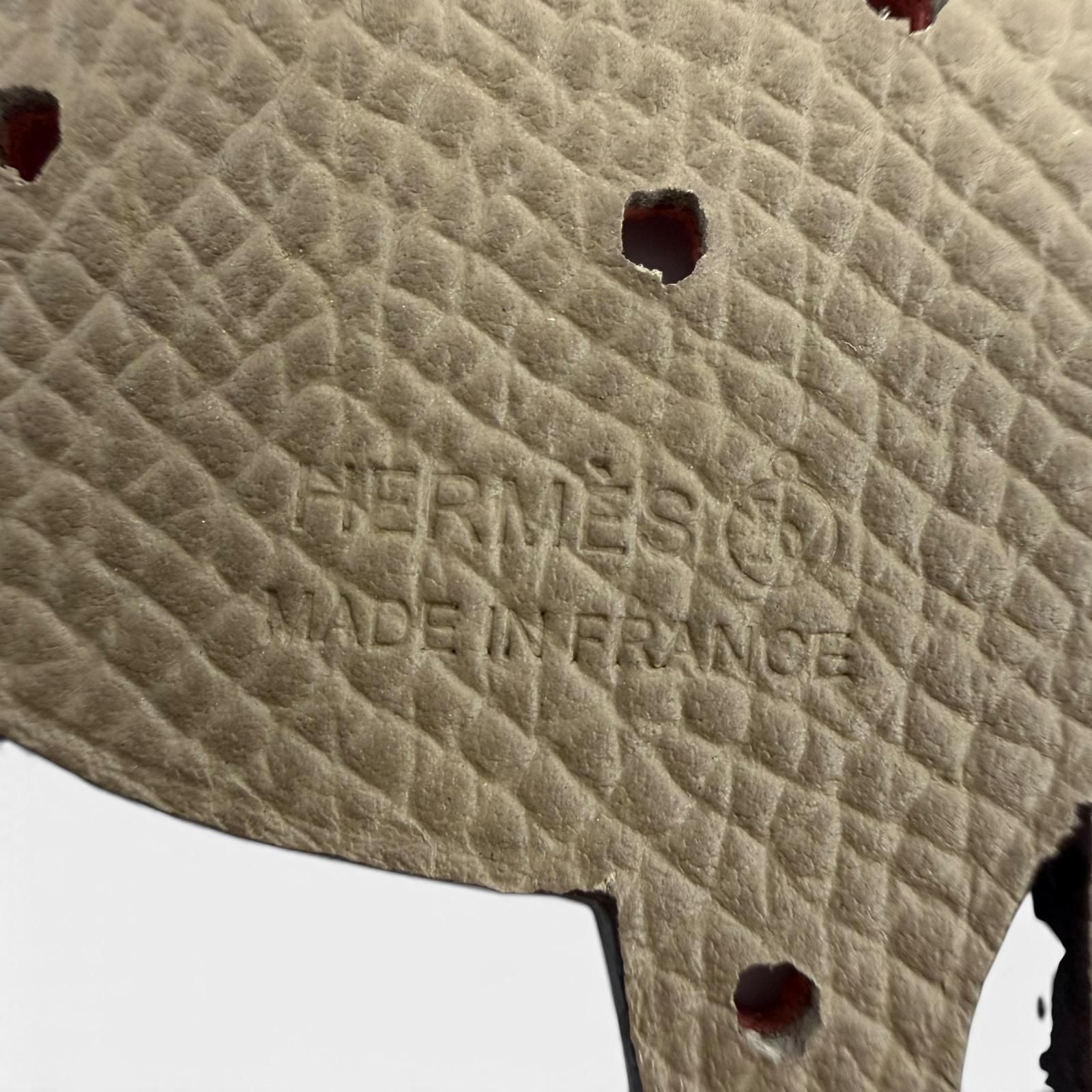 Hermes Petit Ash Leather Roseate Etoupe Dog Dalmatian Bag Charm — view 7