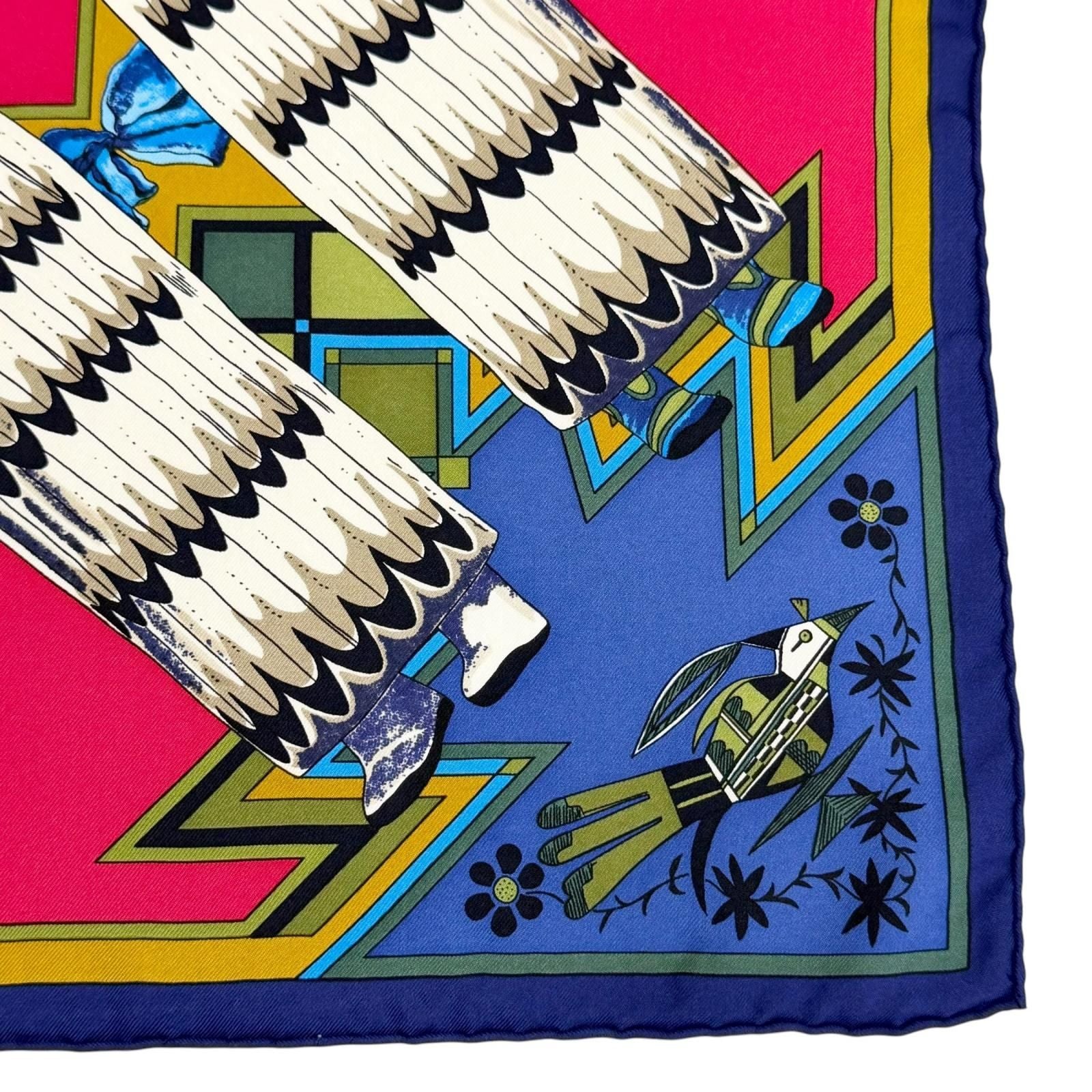 Hermes Kachina Hopi Carre 90 Silk 100% Scarf Red Navy — view 3