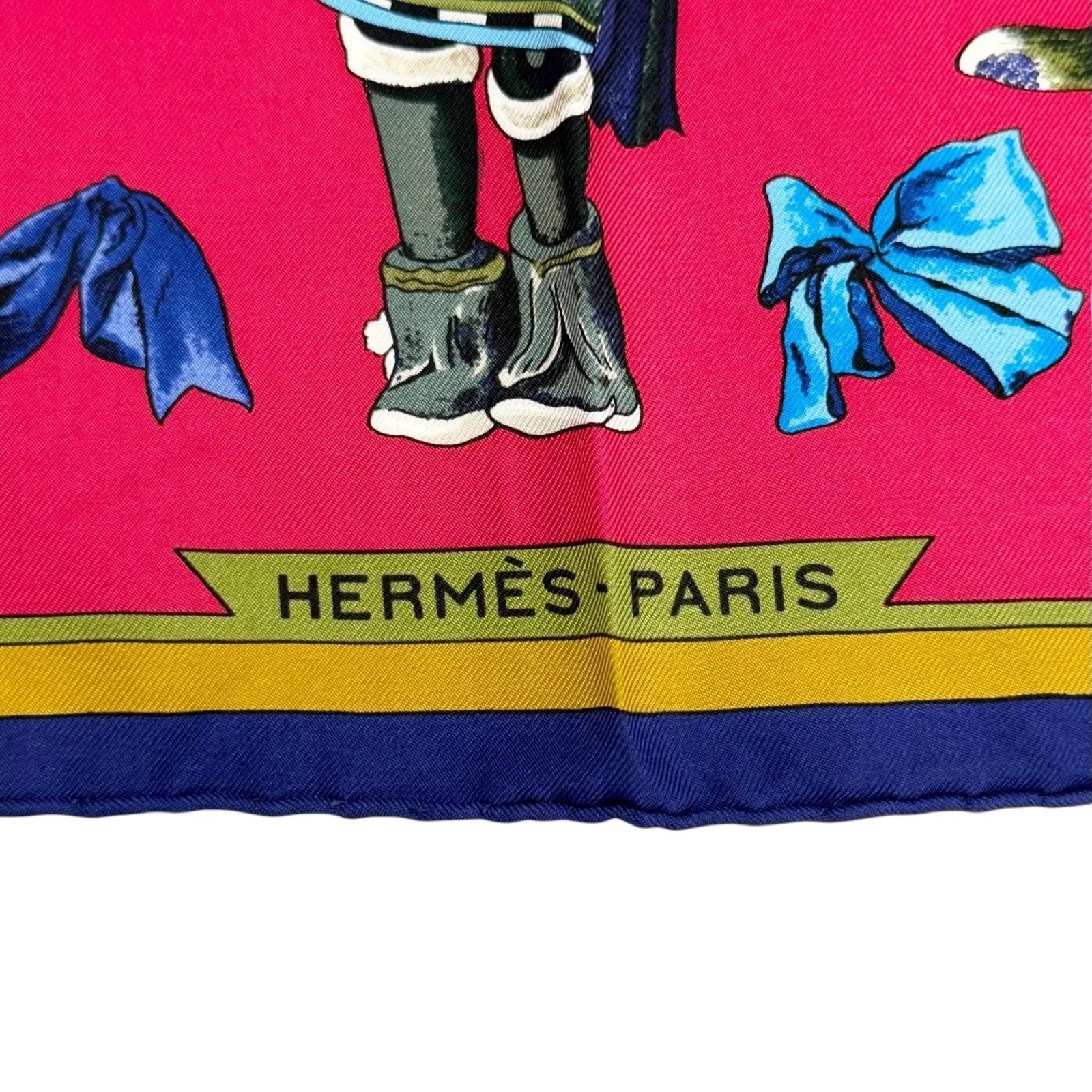 Hermes Kachina Hopi Carre 90 Silk 100% Scarf Red Navy — view 4