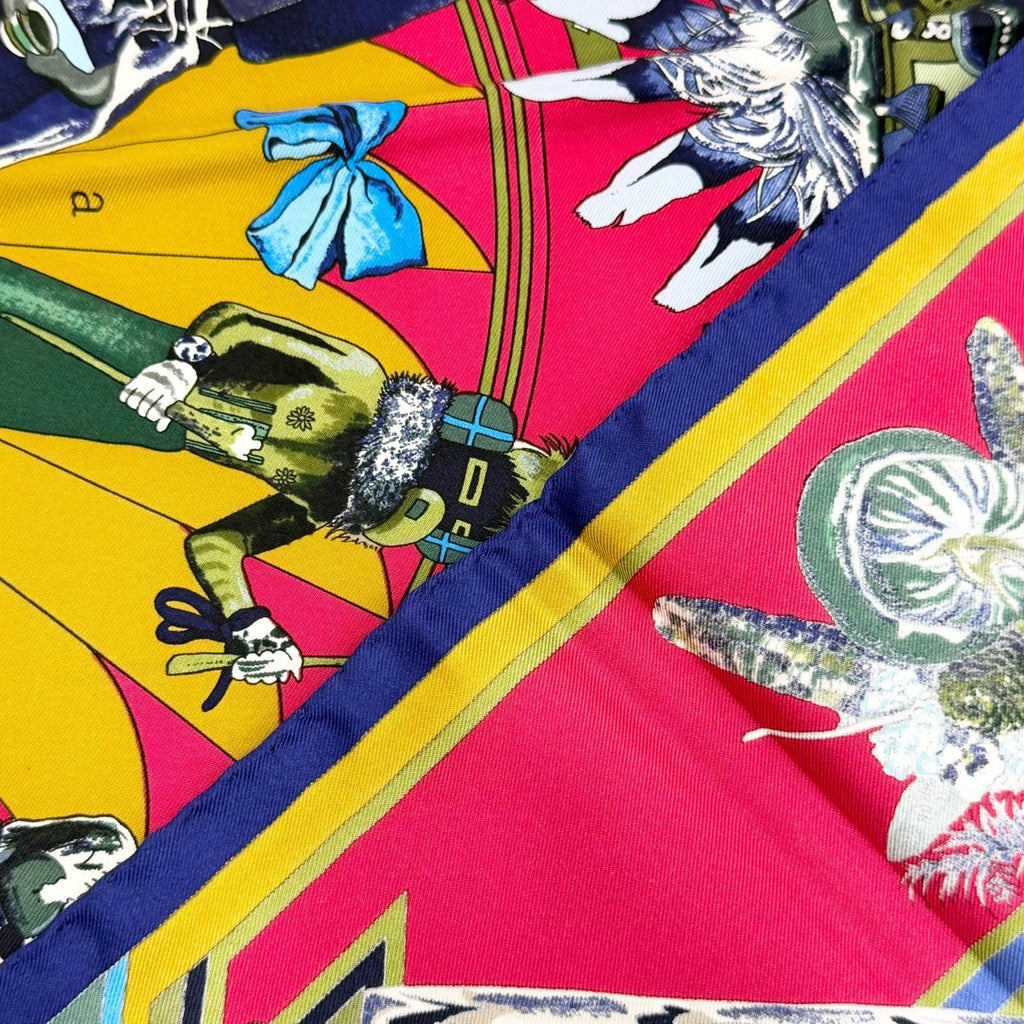Hermes Kachina Hopi Carre 90 Silk 100% Scarf Red Navy — view 2