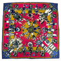 Hermes Kachina Hopi Carre 90 Silk 100% Scarf Red Navy