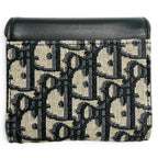 Dior Saddle Lotus Wallet Oblique Jacquard Leather Trifold Navy — view 3