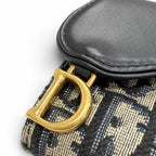 Dior Saddle Lotus Wallet Oblique Jacquard Leather Trifold Navy — view 5