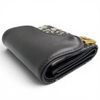 Dior Saddle Lotus Wallet Oblique Jacquard Leather Trifold Navy — view 4