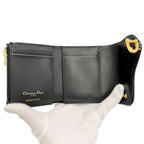 Dior Saddle Lotus Wallet Oblique Jacquard Leather Trifold Navy — view 8