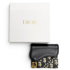 Dior Saddle Lotus Wallet Oblique Jacquard Leather Trifold Navy — view 2