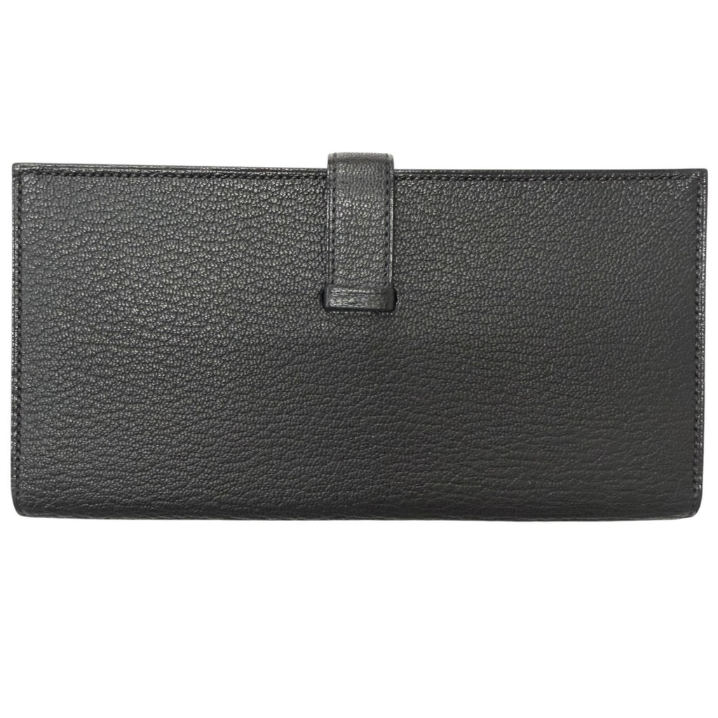 Hermes Bearn Souffle Chevre Logo Gold Wallet Leather Black — view 3