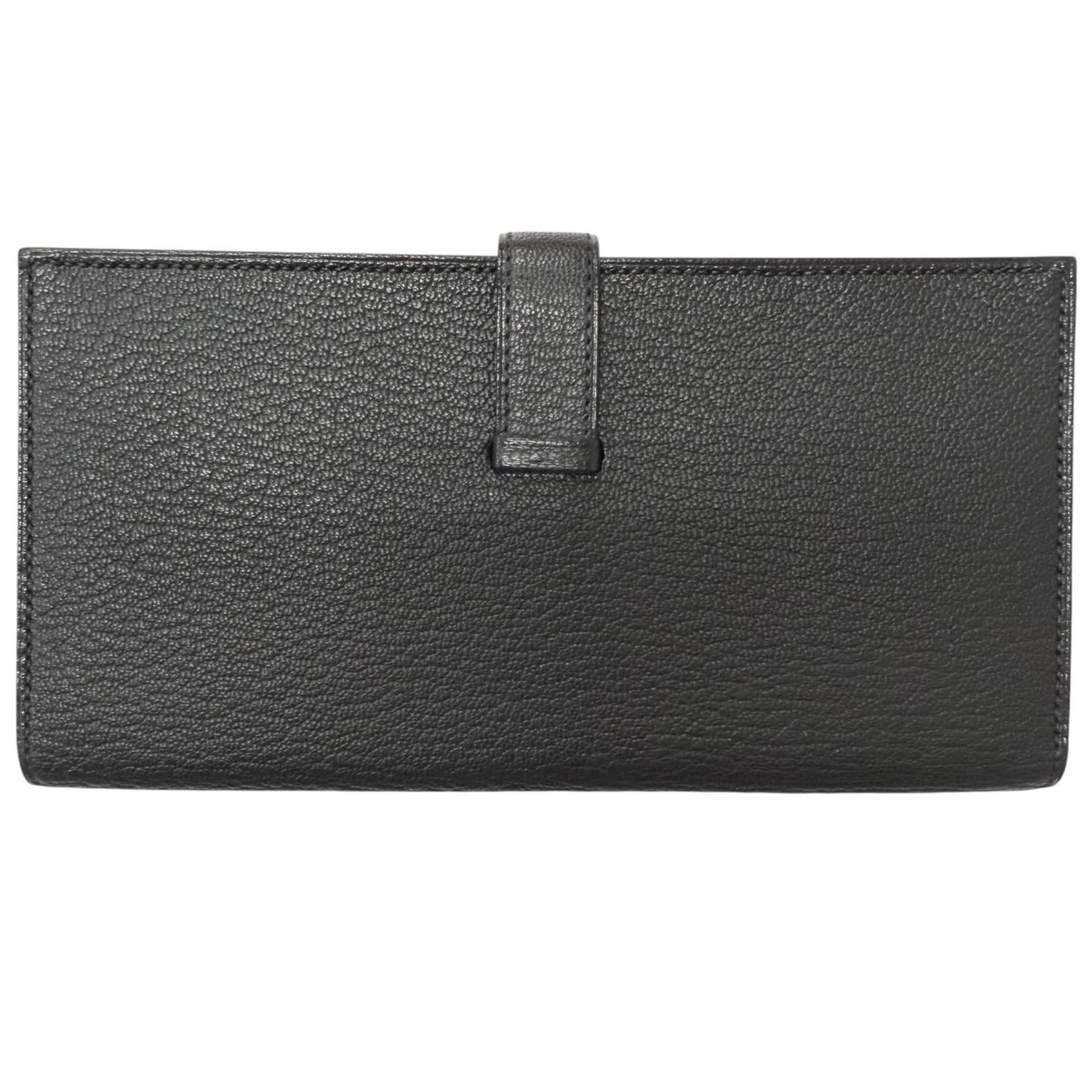Hermes Bearn Souffle Chevre Logo Gold Wallet Leather Black — view 3