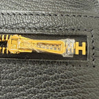 Hermes Bearn Souffle Chevre Logo Gold Wallet Leather Black — view 9
