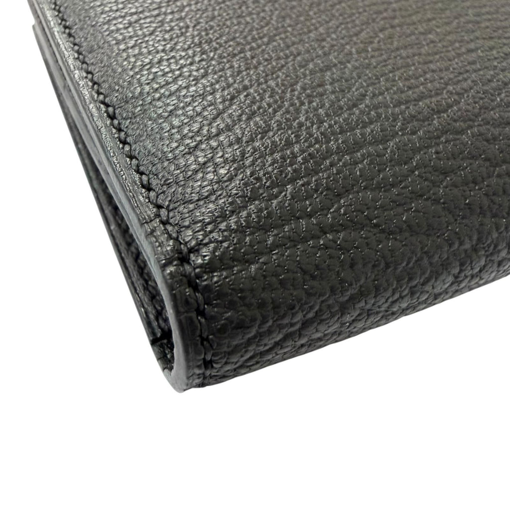 Hermes Bearn Souffle Chevre Logo Gold Wallet Leather Black — view 5
