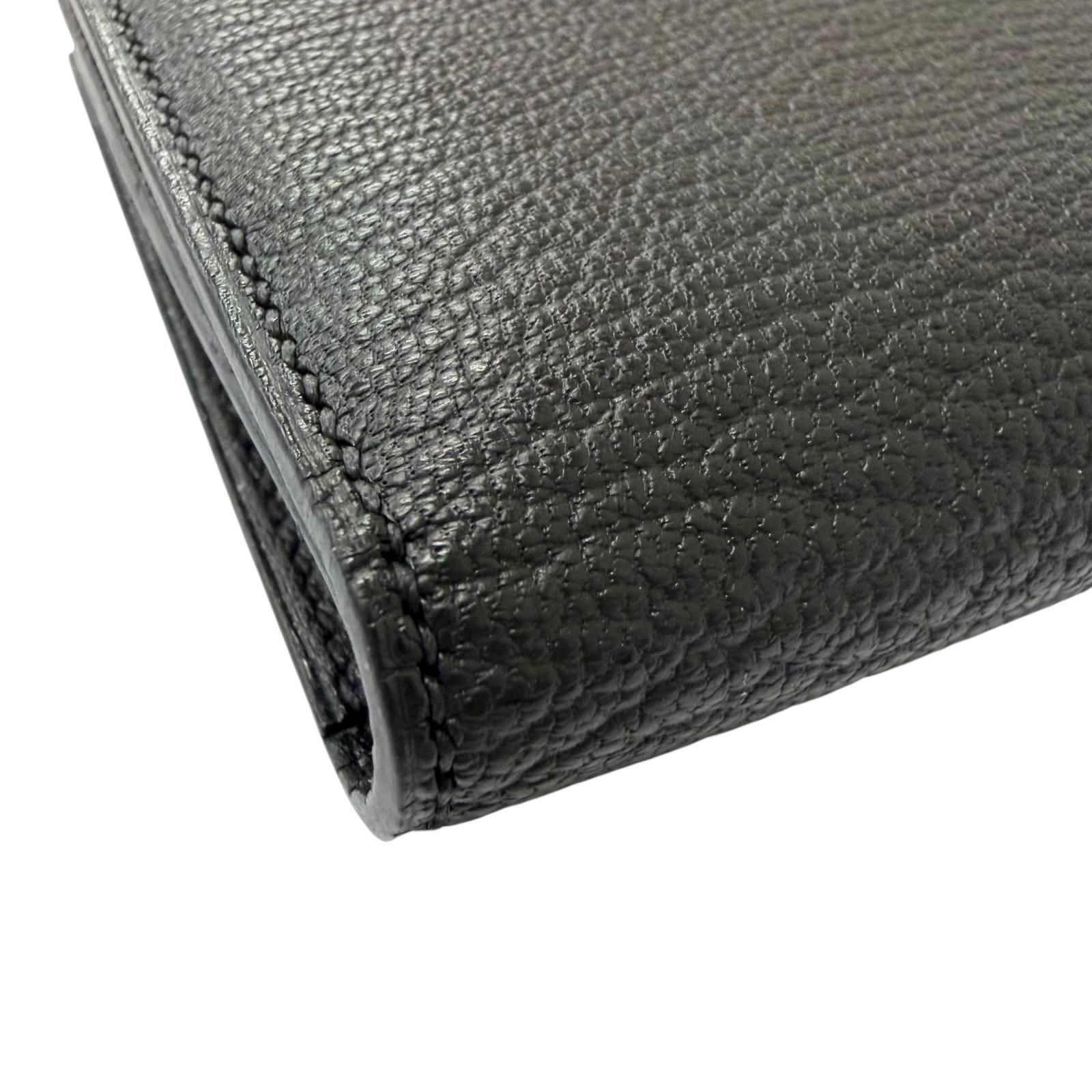 Hermes Bearn Souffle Chevre Logo Gold Wallet Leather Black — view 5