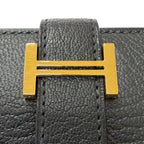 Hermes Bearn Souffle Chevre Logo Gold Wallet Leather Black — view 8
