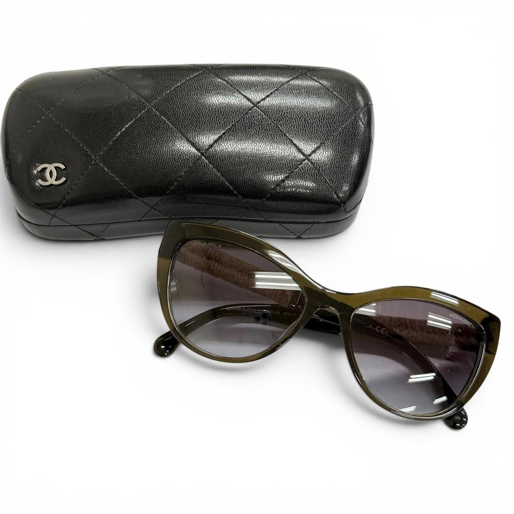 Chanel CC Logo Linen Rope Cat Eye Gradient Lens Sunglasses Khaki Eyewear — view 2