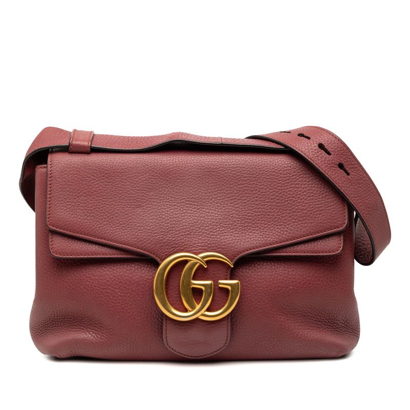 Gucci GG Marmont Crossbody Shoulder Bag Pink Red Leather