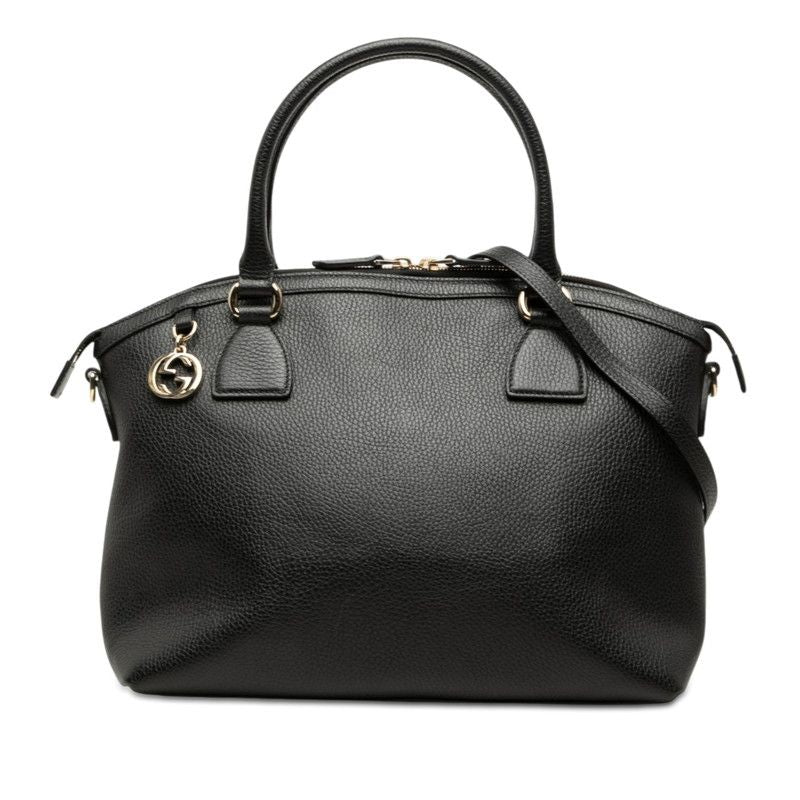 Gucci Interlocking 2-Way Shoulder Bag Black Leather