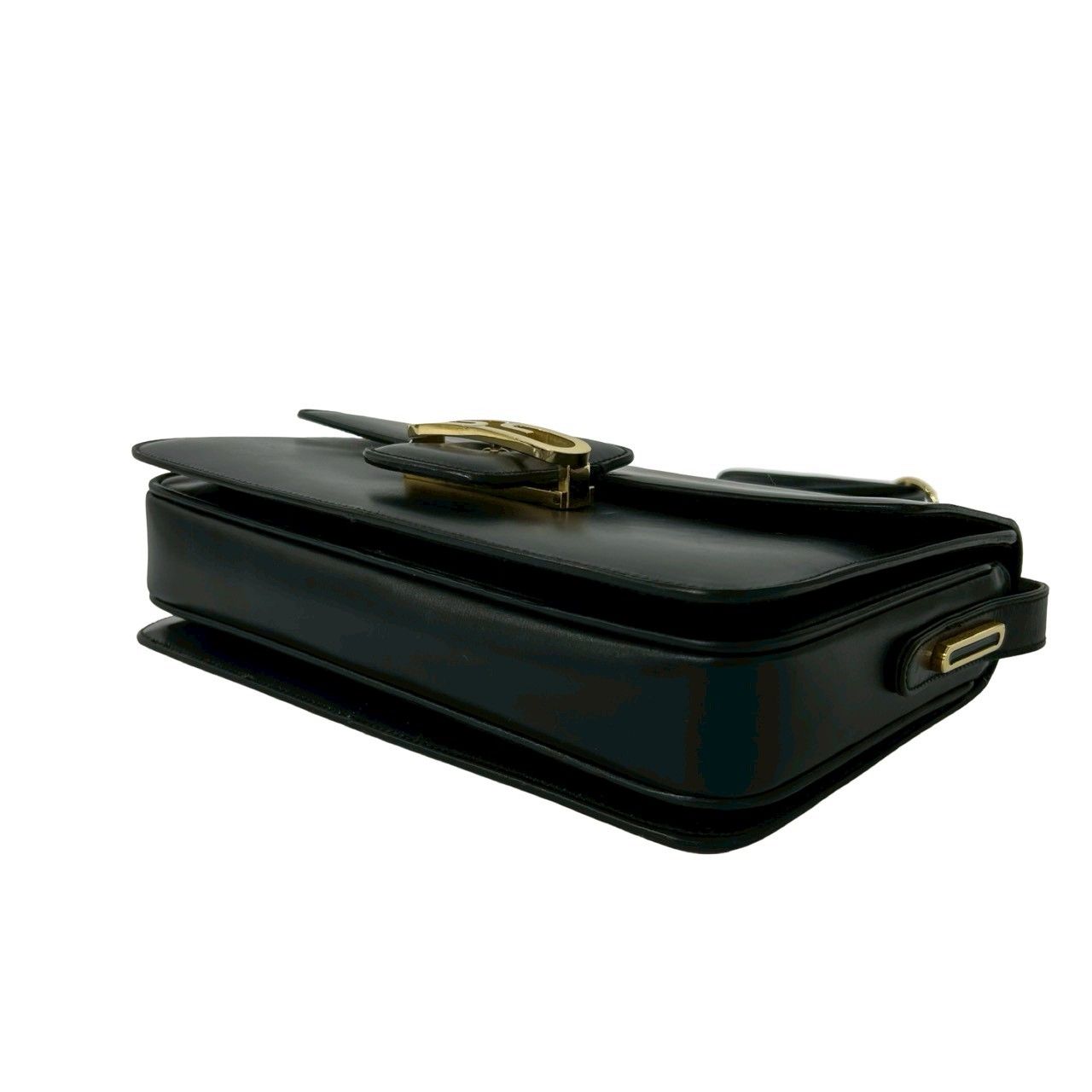 Gucci Vintage GG Logo Calf Leather Shoulder Bag Pochette Black — view 8