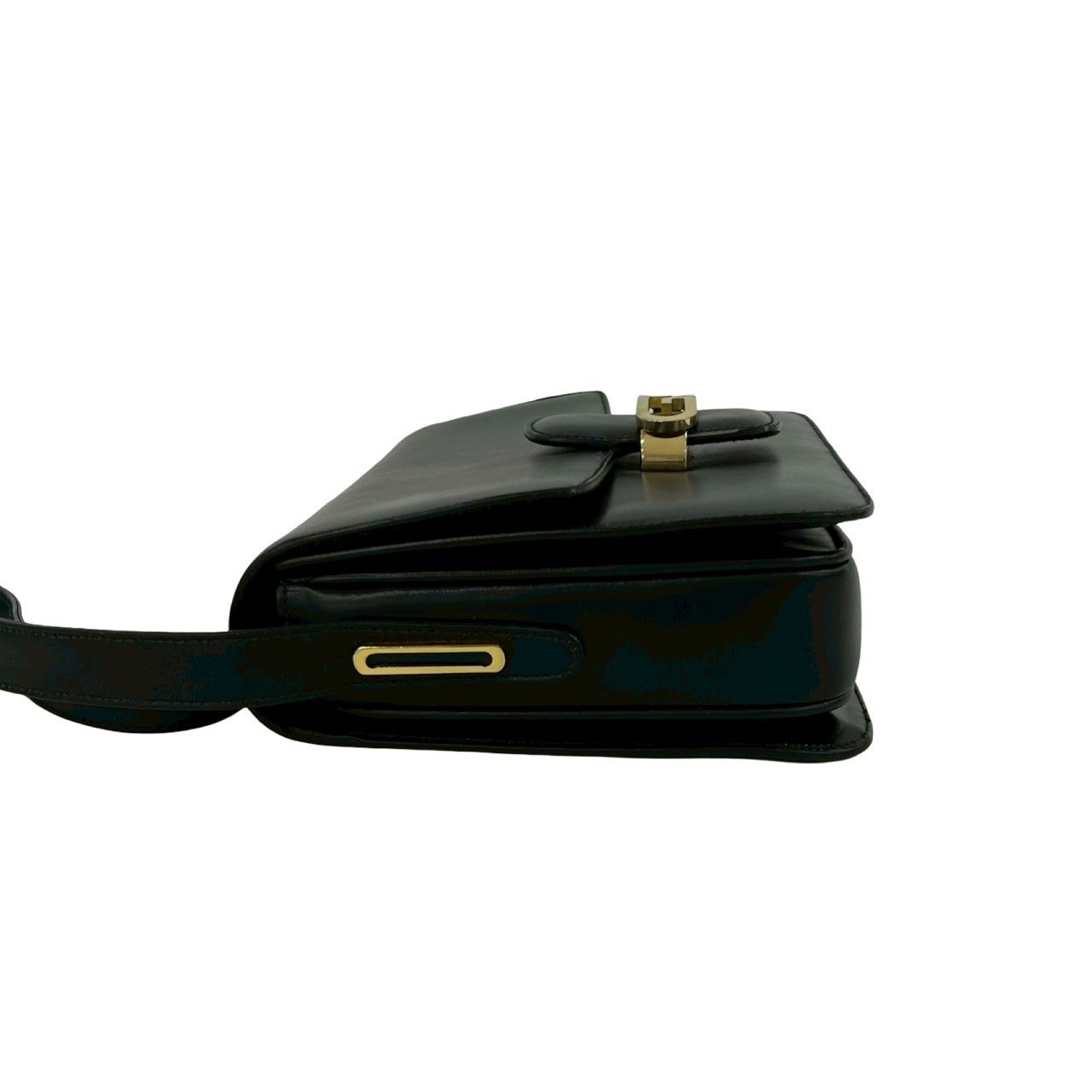 Gucci Vintage GG Logo Calf Leather Shoulder Bag Pochette Black — view 5
