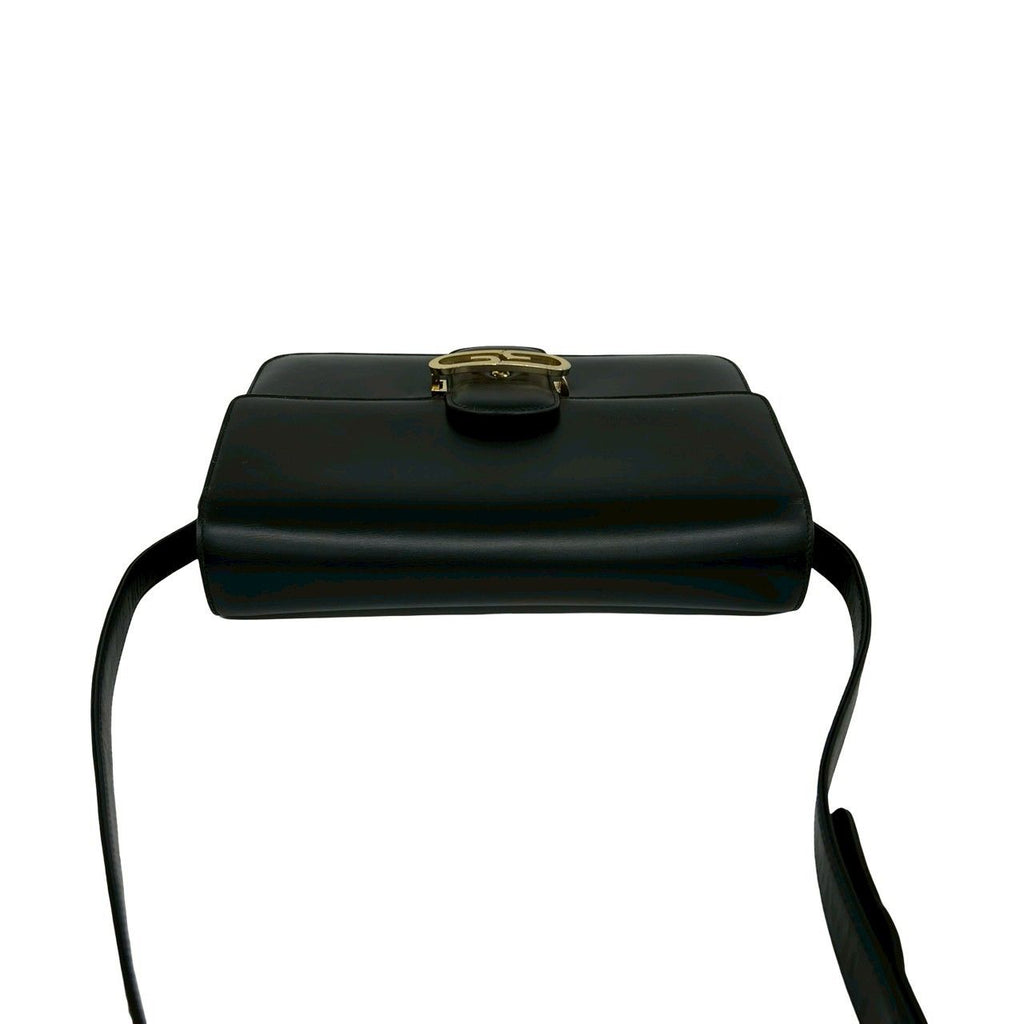 Gucci Vintage GG Logo Calf Leather Shoulder Bag Pochette Black — view 4