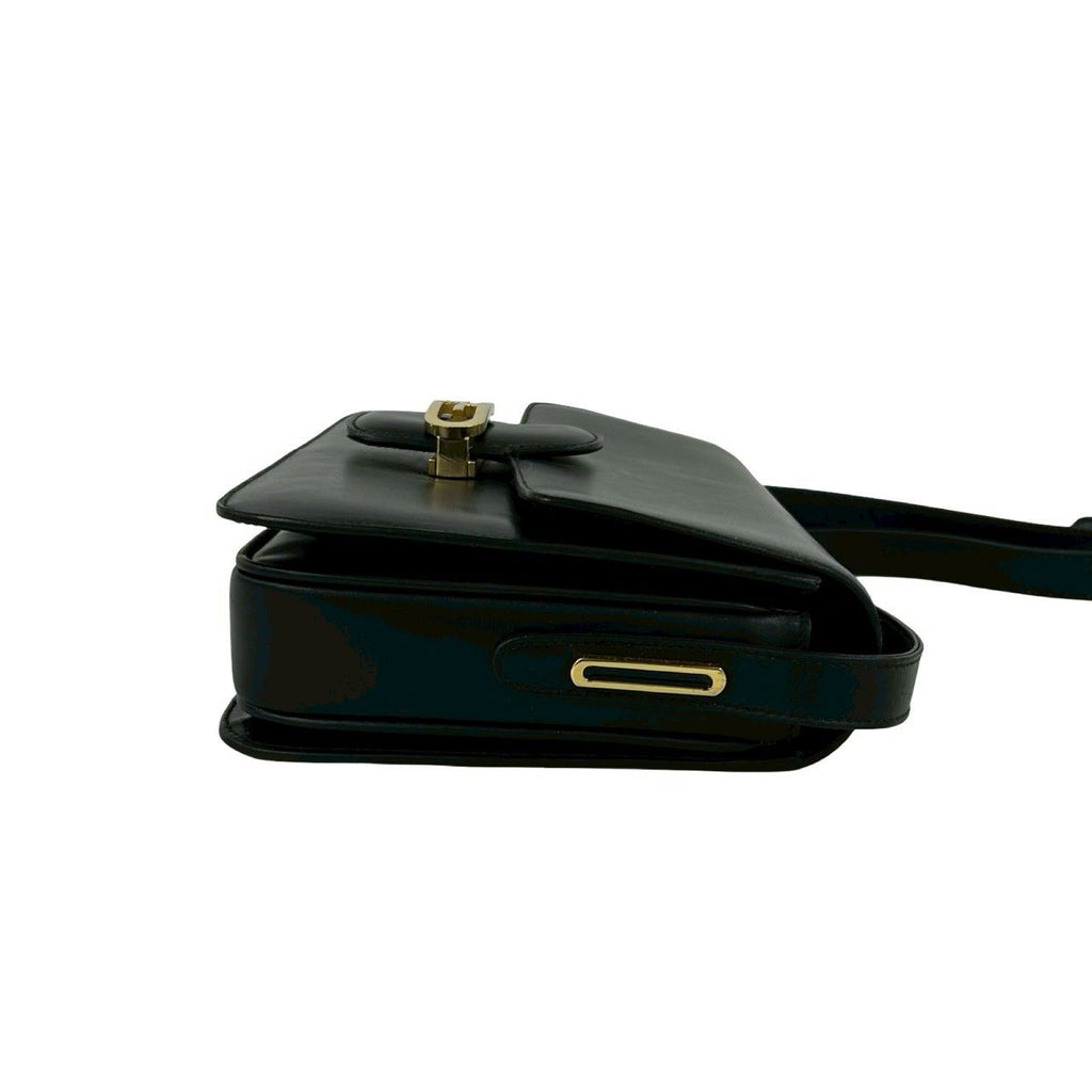 Gucci Vintage GG Logo Calf Leather Shoulder Bag Pochette Black — view 6