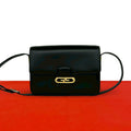 Gucci Vintage GG Logo Calf Leather Shoulder Bag Pochette Black