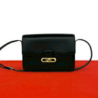 Gucci Vintage GG Logo Calf Leather Shoulder Bag Pochette Black
