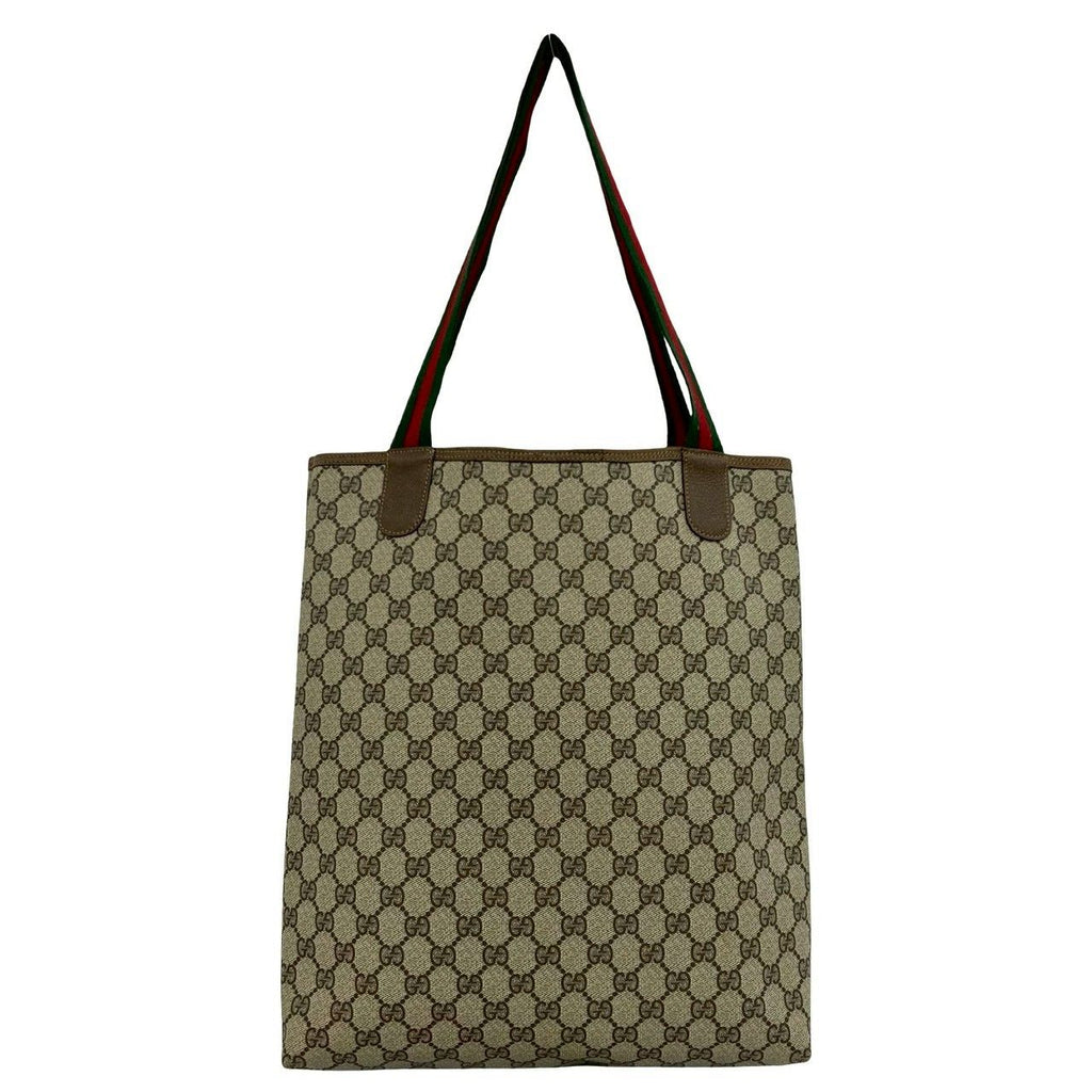 Gucci Vintage Sherry Line GG Logo Leather Tote Brown — view 3